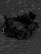 Black Simple Bilateral Satin Bow Hollow Metal Cross Decoration Ruffled Halloween Gothic Lolita Headband