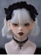 Black Simple Bilateral Satin Bow Hollow Metal Cross Decoration Ruffled Halloween Gothic Lolita Headband