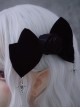 Satin Black Rose Velvet Bow Metal Thorns Cross Rose Symmetrical Design Halloween Gothic Lolita Hair Clip