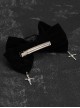 Satin Black Rose Velvet Bow Metal Thorns Cross Rose Symmetrical Design Halloween Gothic Lolita Hair Clip