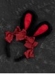 Cute Black-Red Plush Bunny Ears Red Bow Halloween Gothic Lolita Headband