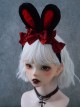 Cute Black-Red Plush Bunny Ears Red Bow Halloween Gothic Lolita Headband