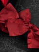 Cute Black-Red Plush Bunny Ears Red Bow Halloween Gothic Lolita Headband