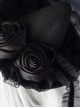 Satin Black Rose Lace Dark Ornate Halloween Gothic Lolita Witch Hat Hair Clip