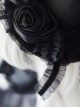 Satin Black Rose Lace Dark Ornate Halloween Gothic Lolita Witch Hat Hair Clip