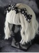 Black-White Asymmetrical Skull Print Bow Simple Halloween Gothic Lolita Headband