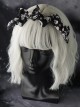 Black-White Asymmetrical Skull Print Bow Simple Halloween Gothic Lolita Headband