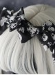 Black-White Asymmetrical Skull Print Bow Simple Halloween Gothic Lolita Headband