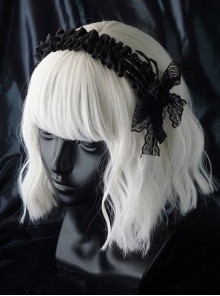 Black Skull Hand Bone Lace Bow Metal Heart Cross Cutout Decoration Halloween Gothic Lolita Headband