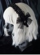 Black Skull Hand Bone Lace Bow Metal Heart Cross Cutout Decoration Halloween Gothic Lolita Headband