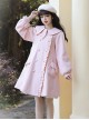 Solid Color Cute Rabbit Ears Asymmetrical Doll Collar Design Lantern Sleeve Autumn Winter Daily Plus Velvet Sweet Lolita Coat