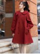 Solid Color Cute Rabbit Ears Asymmetrical Doll Collar Design Lantern Sleeve Autumn Winter Daily Plus Velvet Sweet Lolita Coat