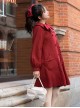 Solid Color Cute Rabbit Ears Asymmetrical Doll Collar Design Lantern Sleeve Autumn Winter Daily Plus Velvet Sweet Lolita Coat