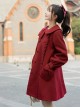 Solid Color Cute Rabbit Ears Asymmetrical Doll Collar Design Lantern Sleeve Autumn Winter Daily Plus Velvet Sweet Lolita Coat