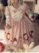 Striped Bow Doll Collar Detachable Sleeves Strawberry Blood Bag Syringe Print Striped Halloween Sweet Lolita Long Sleeve Dress