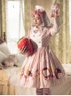 Striped Bow Doll Collar Detachable Sleeves Strawberry Blood Bag Syringe Print Striped Halloween Sweet Lolita Long Sleeve Dress