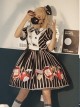 Striped Bow Doll Collar Detachable Sleeves Strawberry Blood Bag Syringe Print Striped Halloween Sweet Lolita Long Sleeve Dress