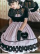 Black Purple Polka Dot Bow Love Lace Decoration Velvet Upper Body Polka Dot Hem Classic Lolita Short Sleeve Dress