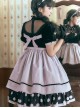 Black Purple Polka Dot Bow Love Lace Decoration Velvet Upper Body Polka Dot Hem Classic Lolita Short Sleeve Dress