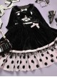 Velvet Front Of The Chest Heart Lace Bow-Knot Patchwork Design Polka Dot Hem Black-Purple Classic Lolita Sleeveless Dress