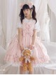 Plush Bear Ears Mesh Heart Stitching Lace Design Polka Dot Bow Plush Bear Tail Sweet Lolita Sleeveless Dress