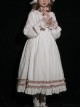 Jenny'S Dresser Series White Crew Neck Loose Daily Lantern Sleeves Bow-Knot Decoration Classic Lolita Long Sleeve Dress