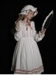 Jenny'S Dresser Series White Crew Neck Loose Everyday Lantern Sleeves Bow-Knot Decoration Classic Lolita Long Sleeve Dress