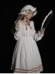 Jenny'S Dresser Series White Crew Neck Loose Daily Lantern Sleeves Bow-Knot Decoration Classic Lolita Long Sleeve Dress