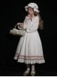 Jenny'S Dresser Series White Crew Neck Loose Daily Lantern Sleeves Bow-Knot Decoration Classic Lolita Long Sleeve Dress