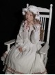 Jenny'S Dresser Series White Crew Neck Loose Daily Lantern Sleeves Bow-Knot Decoration Classic Lolita Long Sleeve Dress