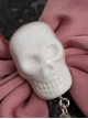 Pink Satin Bow White Skull Crucifix Decorated Sweet Cool Halloween Gothic Lolita Hair Clip