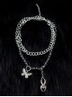 Metal Butterfly Skull Spider Asymmetric Sweater Chain Halloween Gothic Lolita Necklace