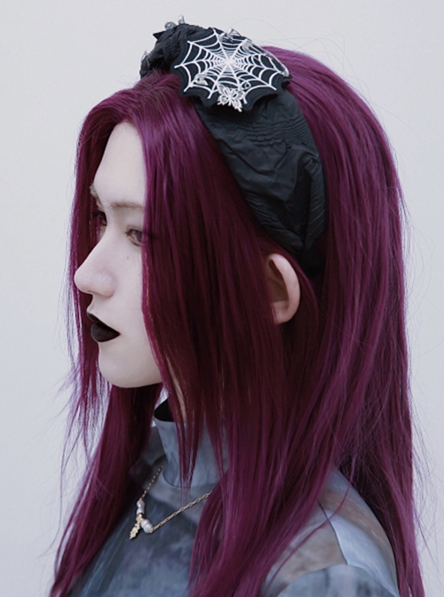 Black Skull Spider Butterfly Spider Web Embroidery Bow Halloween Gothic Lolita Headband