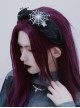 Black Skull Spider Butterfly Spider Web Embroidery Bow Halloween Gothic Lolita Headband