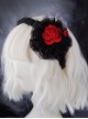 Red Rose Embroidered Lace Mesh Asymmetric Pleated Gothic Lolita Headband