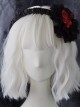 Red Rose Embroidered Lace Mesh Asymmetric Pleated Gothic Lolita Headband