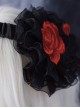 Red Rose Embroidered Lace Mesh Asymmetric Pleated Gothic Lolita Headband