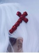 Elegant Crucifix Red Rosebud Halloween Gothic Lolita Hair Clip