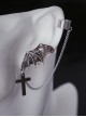 Punk Style Bat Wings Crucifix Chain Unilateral Left Ear Halloween Gothic Lolita Earring