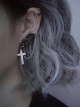 Punk Style Bat Wings Crucifix Chain Unilateral Left Ear Halloween Gothic Lolita Earring