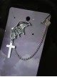 Punk Style Bat Wings Crucifix Chain Unilateral Left Ear Halloween Gothic Lolita Earring