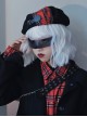 Black Woolen Rock Red British Plaid Stitching Autumn Winter Warm Punk Lolita Beret