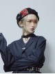 Black Woolen Rock Red British Plaid Stitching Autumn Winter Warm Punk Lolita Beret