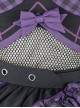 Little Devil Series Black Purple Plaid Asymmetric Hem Design Fishnets Bow Punk Lolita Sling Skirt Suit