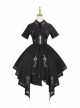 Solid Color Thorns Embroidery Irregular Thorns Embroidery Hem Handsome Gothic Lolita Short Sleeve Dress