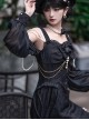 Camellia Series Elegant Black Rose Flower Bow Bead Chain Decoration Irregular Fishtail Hem Gothic Lolita Dress