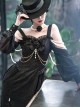 Camellia Series Elegant Black Rose Flower Bow Bead Chain Decoration Irregular Fishtail Hem Gothic Lolita Dress