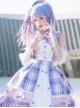 Irregular Neckline Purple Plaid Print Lace Bow Decorative Ruffled Hem Classic Lolita Sleeveless Dress