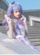 Irregular Neckline Purple Plaid Print Lace Bow Decorative Ruffled Hem Classic Lolita Sleeveless Dress