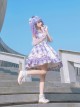 Irregular Neckline Purple Plaid Print Lace Bow Decorative Ruffled Hem Classic Lolita Sleeveless Dress